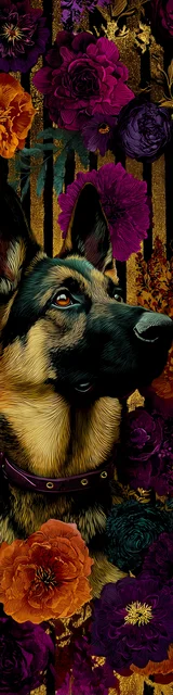 Free printable dog bookmark featuring vertical gold german shepherd